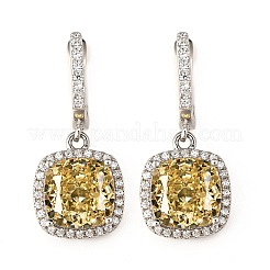 925 Sterling Silver Micro Pave Cubic Zirconia Dangle Hoop Earrings&nbsp;EJEW-F371-01A-02