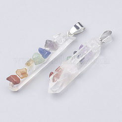 Chakra Natural Quartz Crystal Pointed Pendants&nbsp;G-T097-06