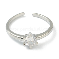 Adjustable Brass Micro Pave Clear Cubic Zirconia Cuff Rings&nbsp;RJEW-L100-010