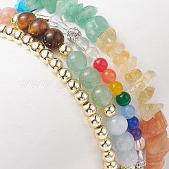 4Pcs 4 Style Natural Mixed Gemstone Beaded Stretch Bracelets Set&nbsp;BJEW-JB09222
