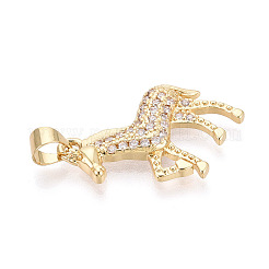 Brass Micro Pave Clear Cubic Zirconia Pendants&nbsp;KK-T080-11G