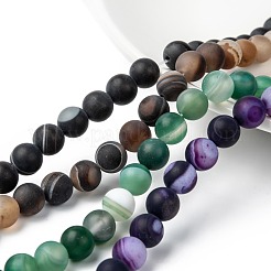 Natural Striped Agate/Banded Agate Bead Strands&nbsp;G-K166-12-8mm