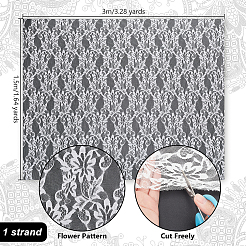 Flower Pattern Nylon Lace Fabric&nbsp;OCOR-WH0092-20A