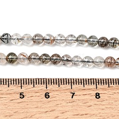 Natural Black Gold Rutilated Quartz Beads Strands&nbsp;G-G344-A01-4mm