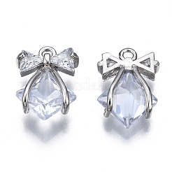 Brass Inlaid Clear Cubic Zirconia Pendants&nbsp;ZIRC-S069-010P
