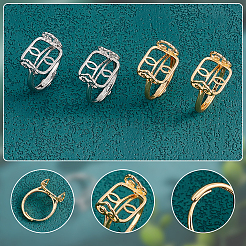 4Pcs 2 Colors Adjustable Brass Ring Components&nbsp;KK-PH0005-29