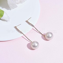Clear Cubic Zirconia Tassel with Imitation Pearl Dangle Stud Earrings&nbsp;JE1050A