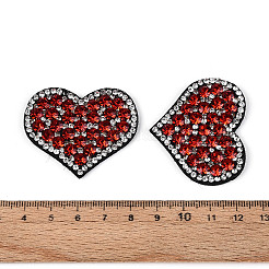 Heart Hotfix Glass Rhinestone with Cloth Patches&nbsp;PATC-T002-02D