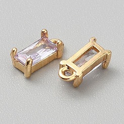 Golden Plated Brass Cubic Zirconia Charms&nbsp;ZIRC-WH0015-01G-09