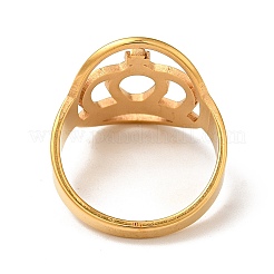 Ion Plating(IP) 201 Stainless Steel Crown Thick Finger Ring for Women&nbsp;RJEW-G266-39G