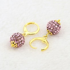 Dangling Round Ball Resin Rhinestone Earrings&nbsp;EJEW-J080-27G