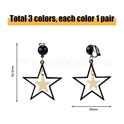 3 Pairs 3 Colors Brass Clip-on Earrings&nbsp;EJEW-FI0002-71