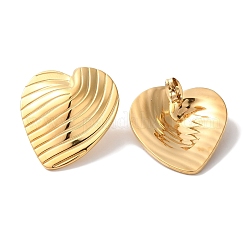 Textured Heart Ion Plating(IP) 304 Stainless Steel Stud Earrings for Women&nbsp;EJEW-L287-018G