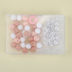 79Pcs 6 Styles Iron Rhinestone Spacer Beads with Flower Silicone Beads&nbsp;SIL-SZ0002-30C