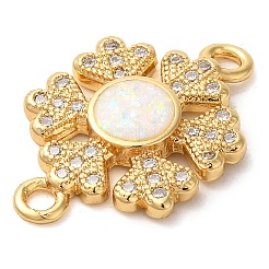 Rack Plating Brass Micro Pave Clear Cubic Zirconia Snowflake Links Connector Charms&nbsp;KK-K385-085G