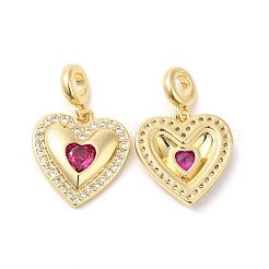 Heart Brass Micro Pave Cubic Zirconia European Dangle Charms&nbsp;OPDL-L023-001G