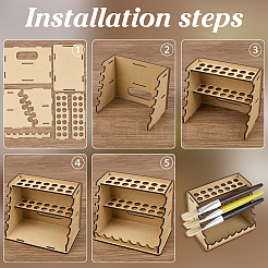 3-Tier Wood Paintbrush Storage Rack&nbsp;ODIS-WH0078-82