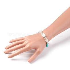 Natural/Synthetic Mixed Stone & White Moonstone Chip Braided Bead Bracelets&nbsp;BJEW-JB04080