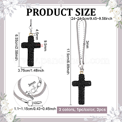 3Pcs 3 Colors Alloy Rhinestone Pendant Decorations&nbsp;HJEW-PH0002-04