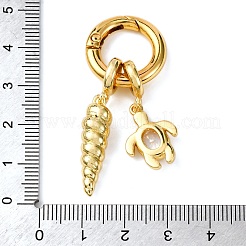 Brass Pave Clear Cubic Zirconia Turtle Conch Shape Pendant Decorations&nbsp;KK-C119-15G