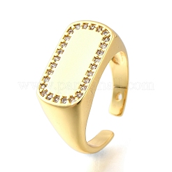Brass Micro Pave Cubic Zirconia Adjustable Open Cuff Rings for Women&nbsp;RJEW-K292-08G