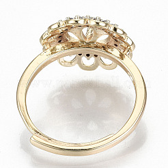 Adjustable Brass Micro Cubic Zirconia Finger Ring Settings&nbsp;KK-T062-64G-NF