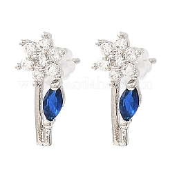 Flower Platinum Brass Stud Earrings&nbsp;EJEW-L270-08P