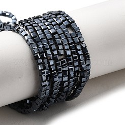 Cube Shaped Black Plated Crystal Glass Beads Strands&nbsp;EGLA-F013-J01