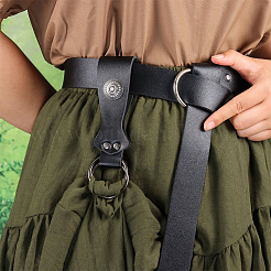 2Pcs Flat Round PU Leather Medieval Belt Pendant&nbsp;AJEW-CL0002-87B