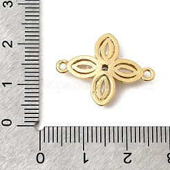 Brass Pave Cubic Zirconia 4-Petal Flower Connector Charms&nbsp;KK-A296-46B-G