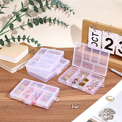 4Pcs 6 Grids Transparent Polypropylene(PP) Storage Box Organizer&nbsp;CON-PA0001-11