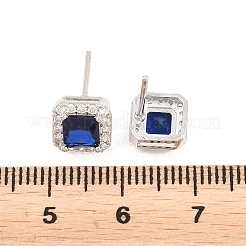 Square Brass Micro Pave Cubic Zirconia Stud Earrings&nbsp;EJEW-Z164-22P