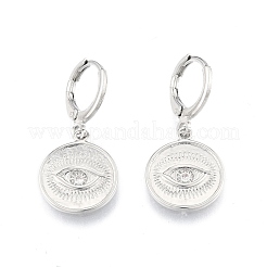 Clear Cubic Zirconia Horse Eye Dangle Leverback Earrings&nbsp;EJEW-N012-104P