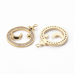 Brass Micro Pave Clear Cubic Zirconia Pendants&nbsp;KK-Q765-006-NF