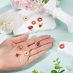 10Pcs 5 Styles Heart Theme Brass Enamel Pendants&nbsp;KK-TA0008-88