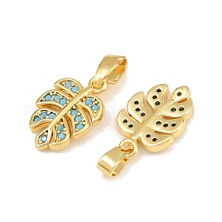 Brass Micro Pave Sky Blue Cubic Zirconia Charms&nbsp;CU-CBAA571-03G