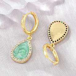 Brass Micro Pave Cubic Zirconia Hoop Dangle Earrings&nbsp;KK-CBA8324-11G-04