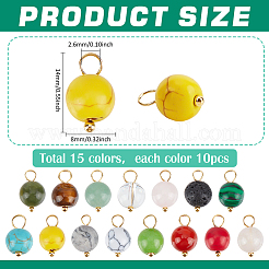 150Pcs 15 Colors Natural & Synthetic Mixed Gemstone Round Charms&nbsp;PALLOY-PH01806-01