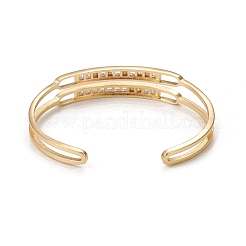 Rack Plating Brass Cubic Zirconia Cuff Bangles for Women&nbsp;BJEW-E071-29G