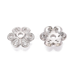 Brass Micro Pave Clear Cubic Zirconia Bead Caps&nbsp;KK-Q071-07P-02