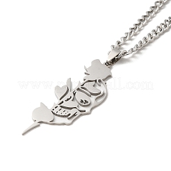 Non-Tarnish 201 Stainless Steel Hollow Pendant Necklaces&nbsp;LS-NJEW-H022-02P