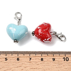 Spray Painted Opaque Acrylic Heart Pendant Decorations&nbsp;HJEW-JM04215-02