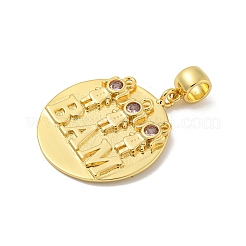 Brass Micro Pave Cubic Zirconia Pendants&nbsp;KK-N254-130A-G