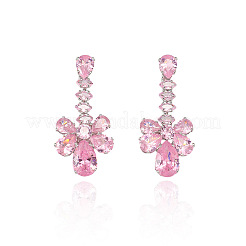 Brass Micro Pave Cubic Zirconia Pendant Necklaces & Stud Dangle Earrings Sets for Women&nbsp;WG2183E-01