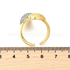 Brass Micro Pave Cubic Zirconia Cuff Rings for Women&nbsp;RJEW-F184-04GP