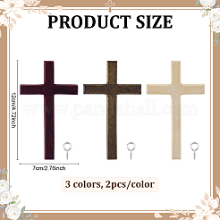 6Pcs 3 Colors Wood Cross Wall Decoration&nbsp;DJEW-ME0001-09