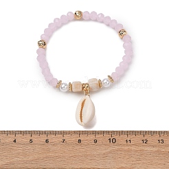Bohemian Resin & Alloy & Glass Beads & Shell & Plastic Pearls Beaded Stretch Bracelets&nbsp;BJEW-Z169-01F