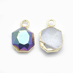 Electroplate Natural Druzy Agate Pendants&nbsp;G-I207-12C-G