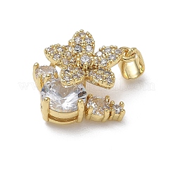 Brass Micro Pave Clear Cubic Zirconia Pendants&nbsp;KK-CBA56EF-21G