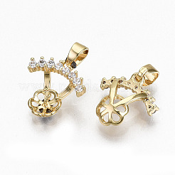 Brass Micro Pave Clear Cubic Zirconia Peg Bails Charms&nbsp;KK-R117-012-NF